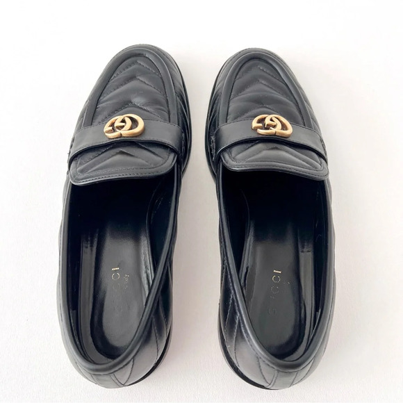 GUCCI | Marmont GG Black Quilted Chevron Leather Matelasse Slip On Loafer US 7 - Picture 7 of 15